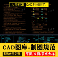 室内设计工装家装CAD制图规范打印样式符号节点图集图层 图框图例