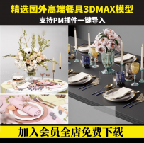 SKY3d模型库 3dmax corona/vray素材PM单体模型库室餐具模型