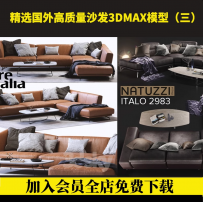 3DSKY模型库3dmax国外高端素材模型库室内现代轻奢沙发模型库